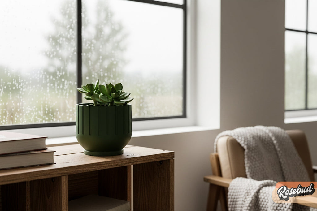Modern Indoor Planter with Drainage – 3D Printed Fluted Plant Pot, Vertical Ribbed Design, Minimalist Decor Accent, Mid - Bubble - HearthHub