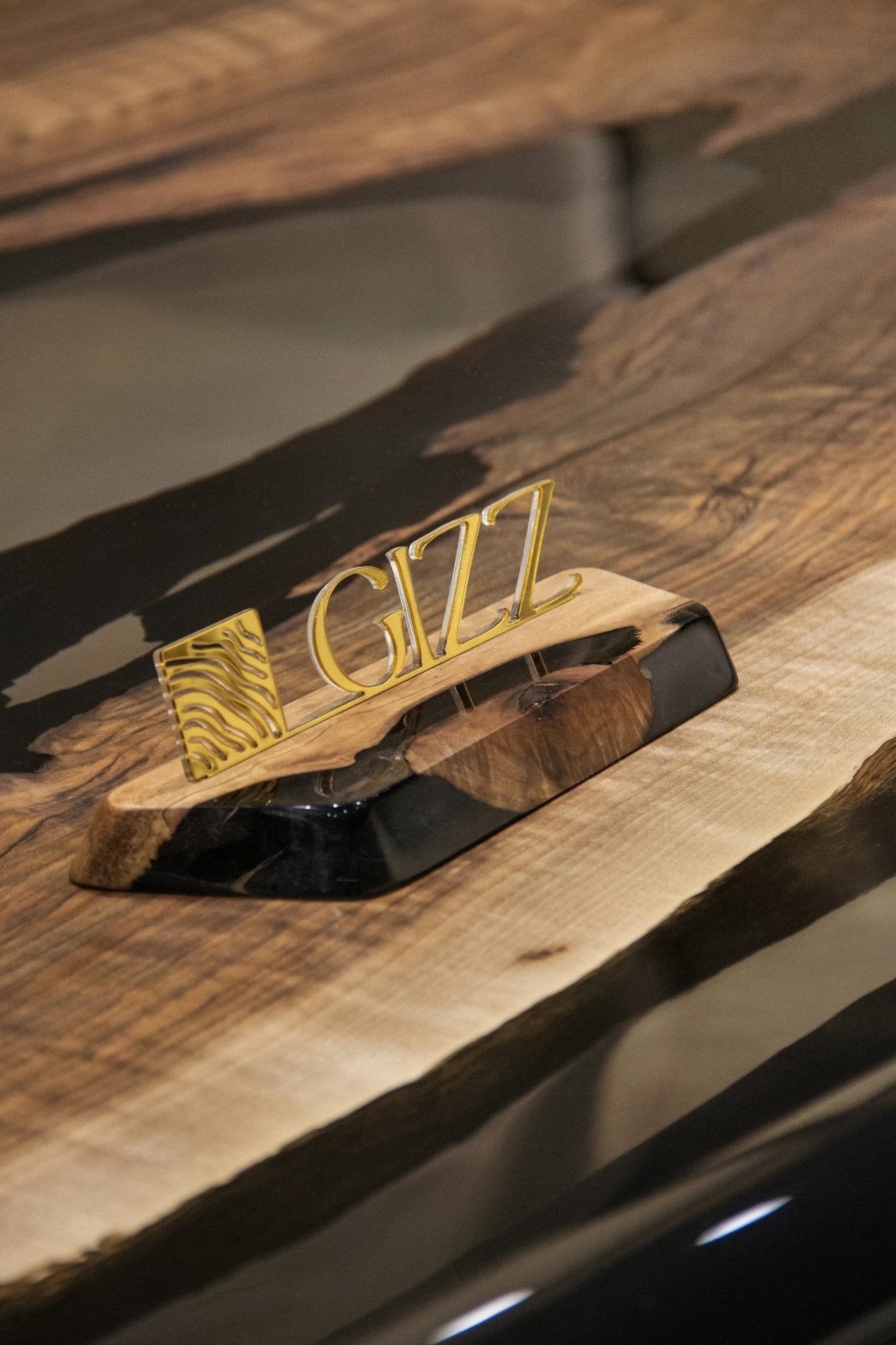 Luxury D - Shaped Walnut & Epoxy Executive Desk - HearthHub