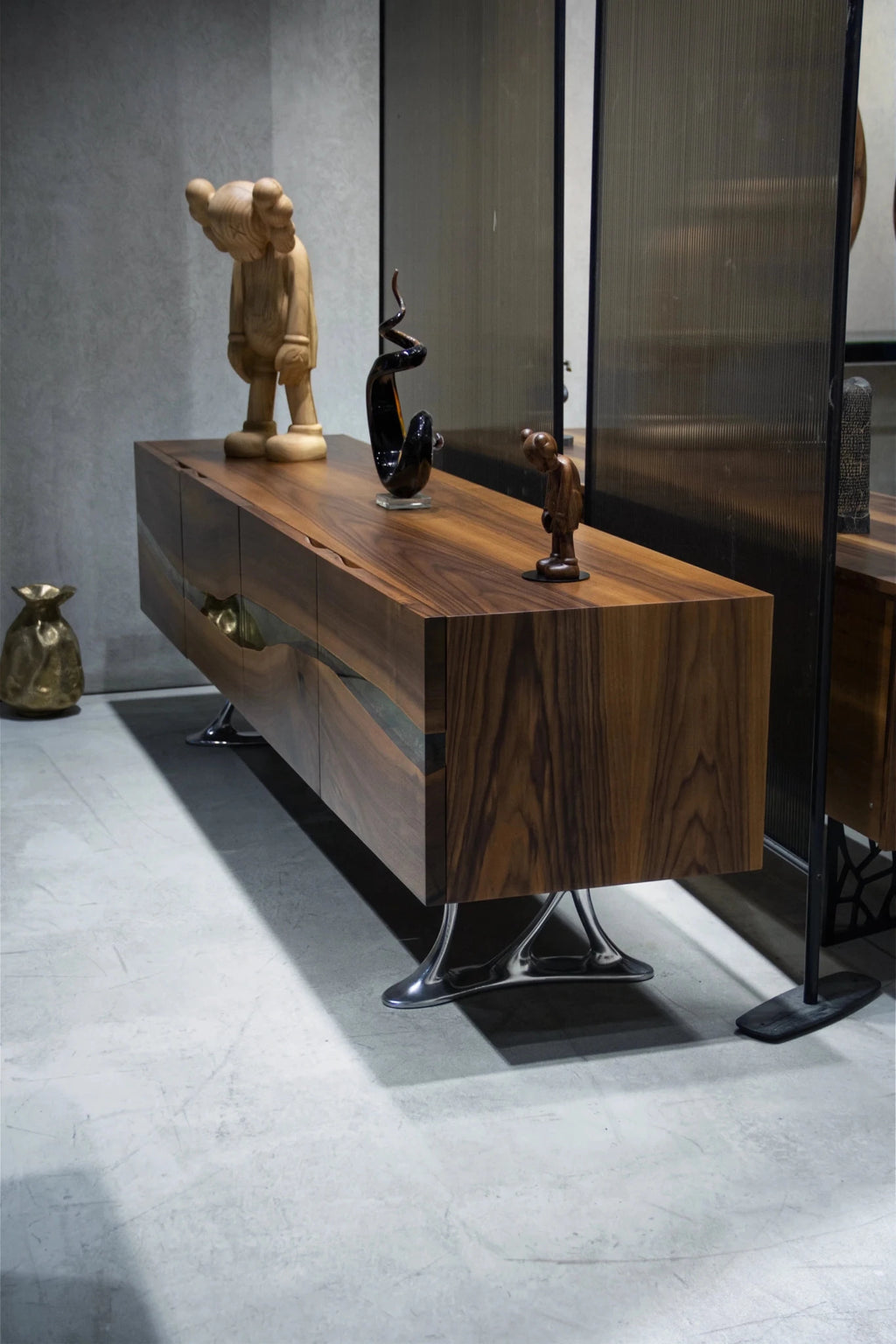 Luxury D - Shaped Walnut & Epoxy Executive Desk - HearthHub