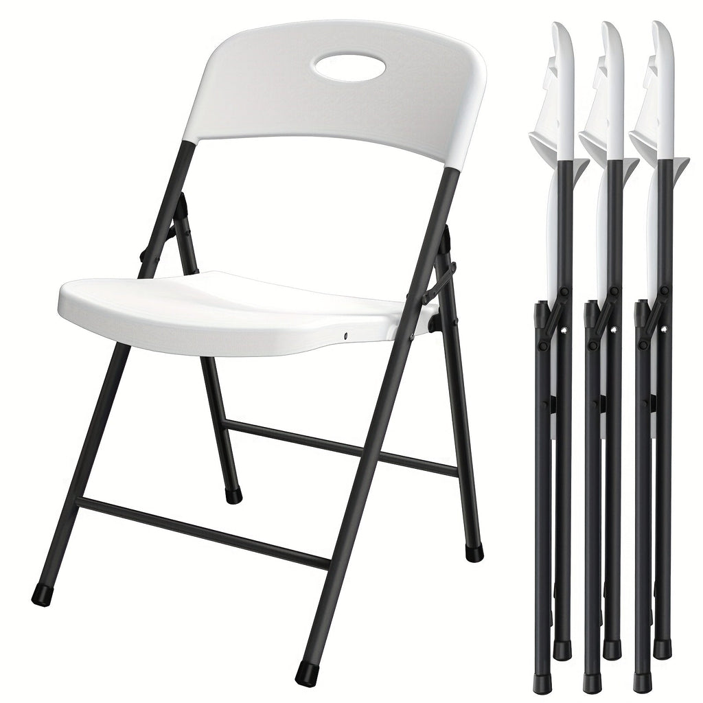 2/4/6 Pack White Plastic Folding Chairs Heavy Duty Metal Frame Indoor Outdoor - HearthHub