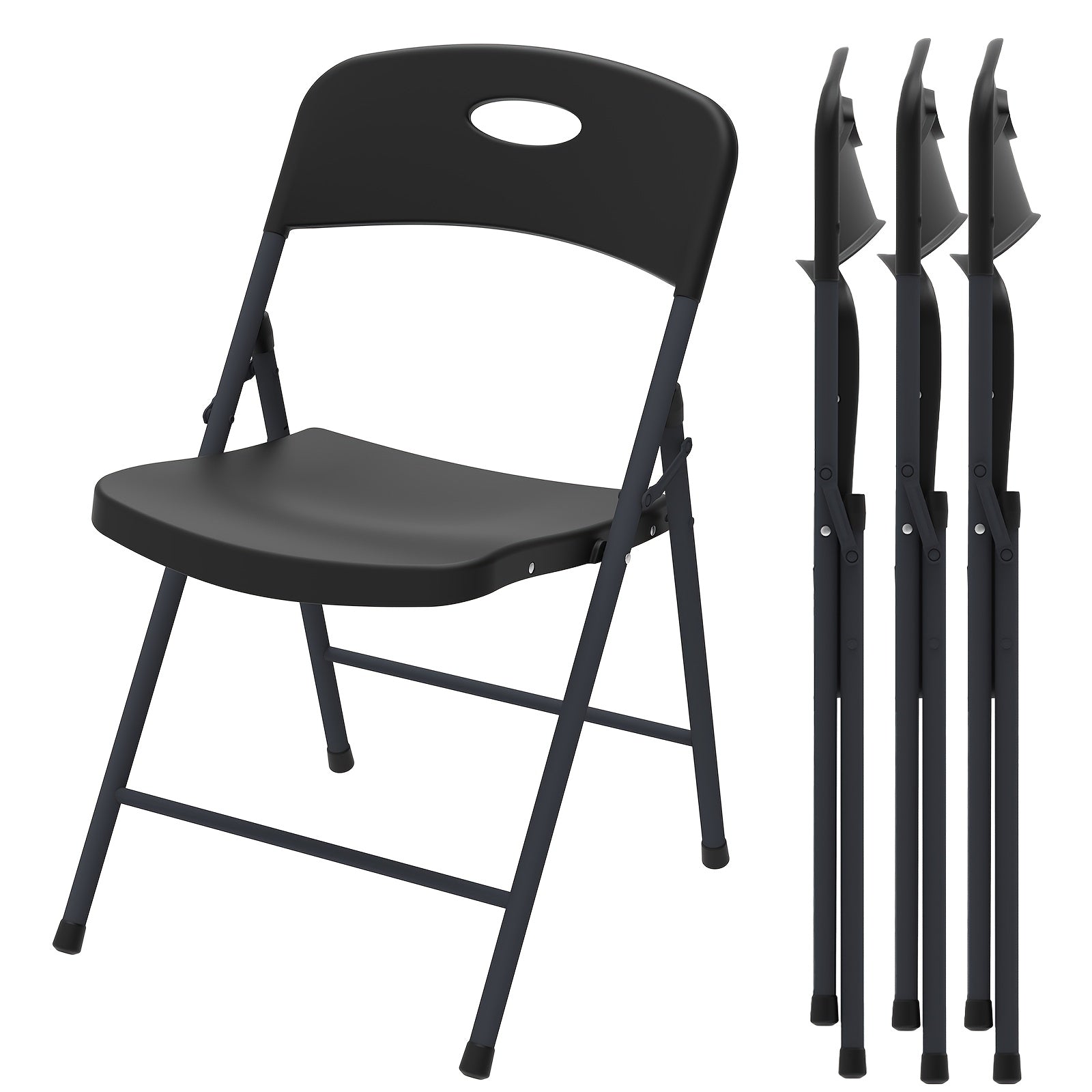 2/4/6 Pack White Plastic Folding Chairs Heavy Duty Metal Frame Indoor Outdoor - HearthHub