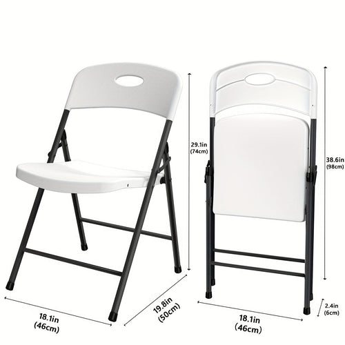 2/4/6 Pack White Plastic Folding Chairs Heavy Duty Metal Frame Indoor Outdoor - HearthHub