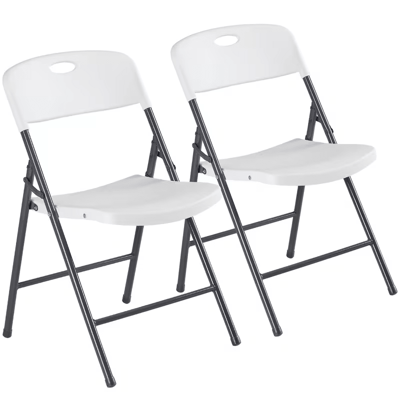2/4/6 Pack White Plastic Folding Chairs Heavy Duty Metal Frame Indoor Outdoor - HearthHub