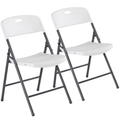 2/4/6 Pack White Plastic Folding Chairs Heavy Duty Metal Frame Indoor Outdoor - HearthHub