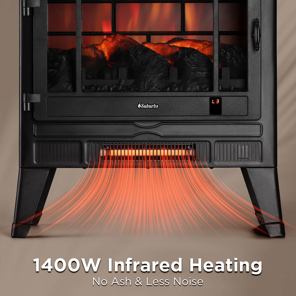 Suburbs TS25 Smart Electric Fireplace Stove Heater, WiFi Enabled - HearthHub
