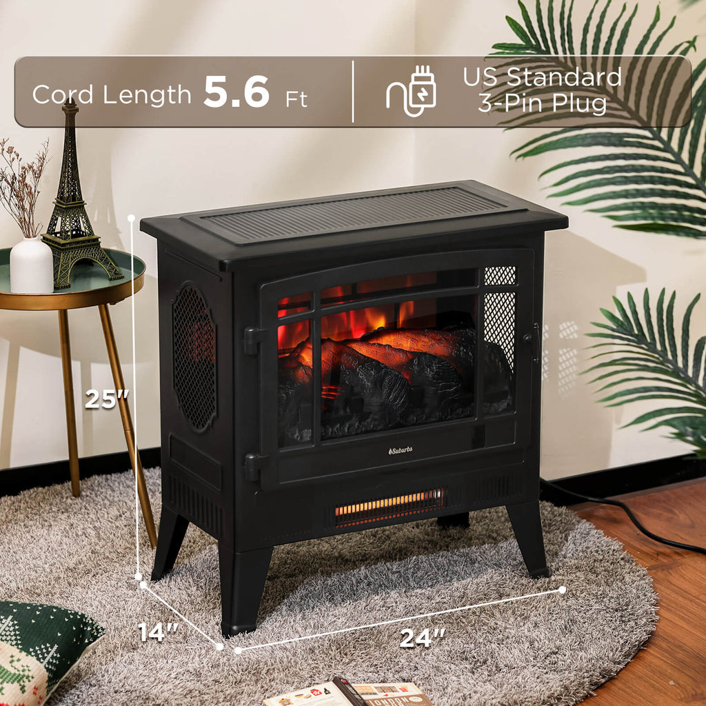 Suburbs TS25 Smart Electric Fireplace Stove Heater, WiFi Enabled - HearthHub