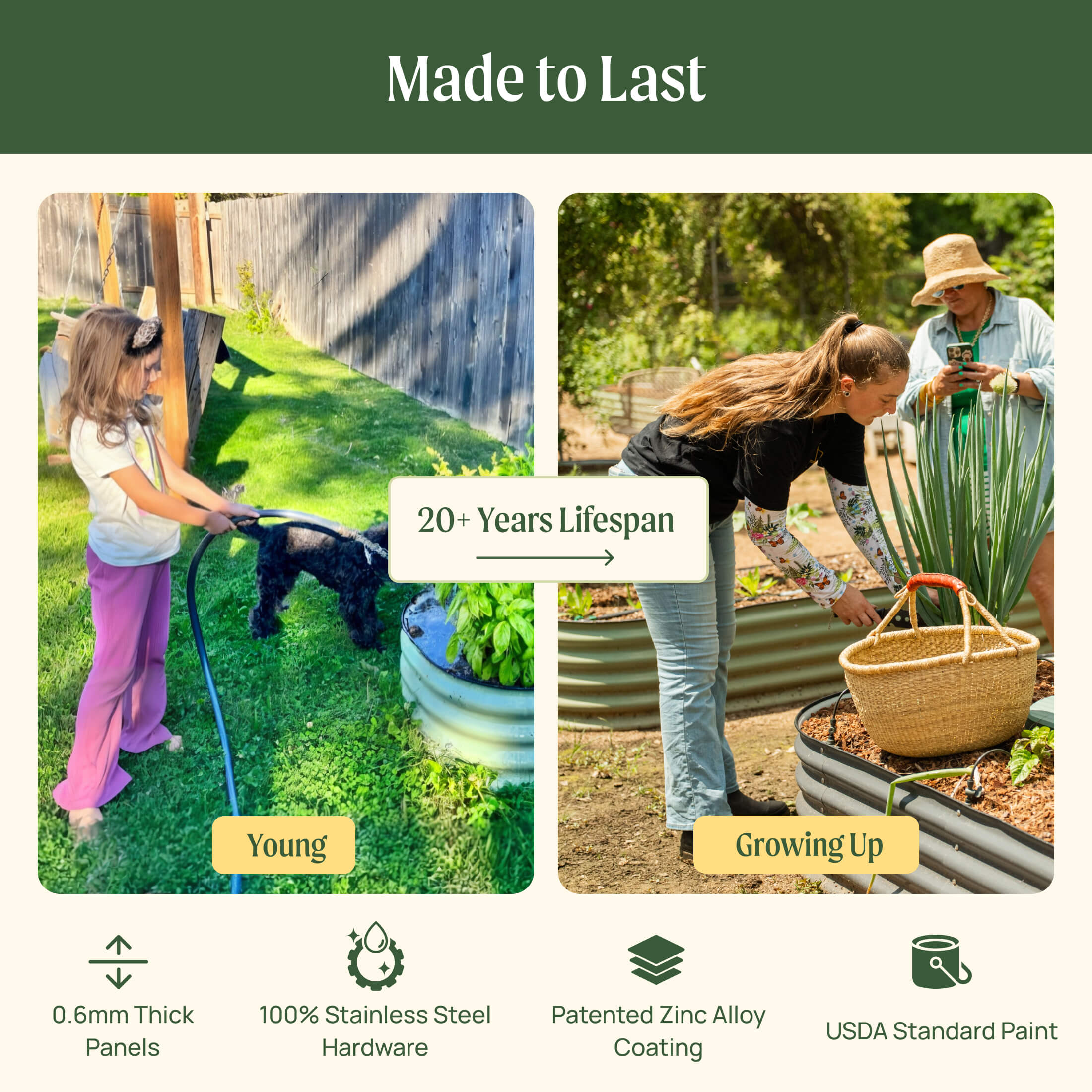 17" Tall 9 In 1 Large Modular Metal Raised Garden Bed Kit - HearthHub