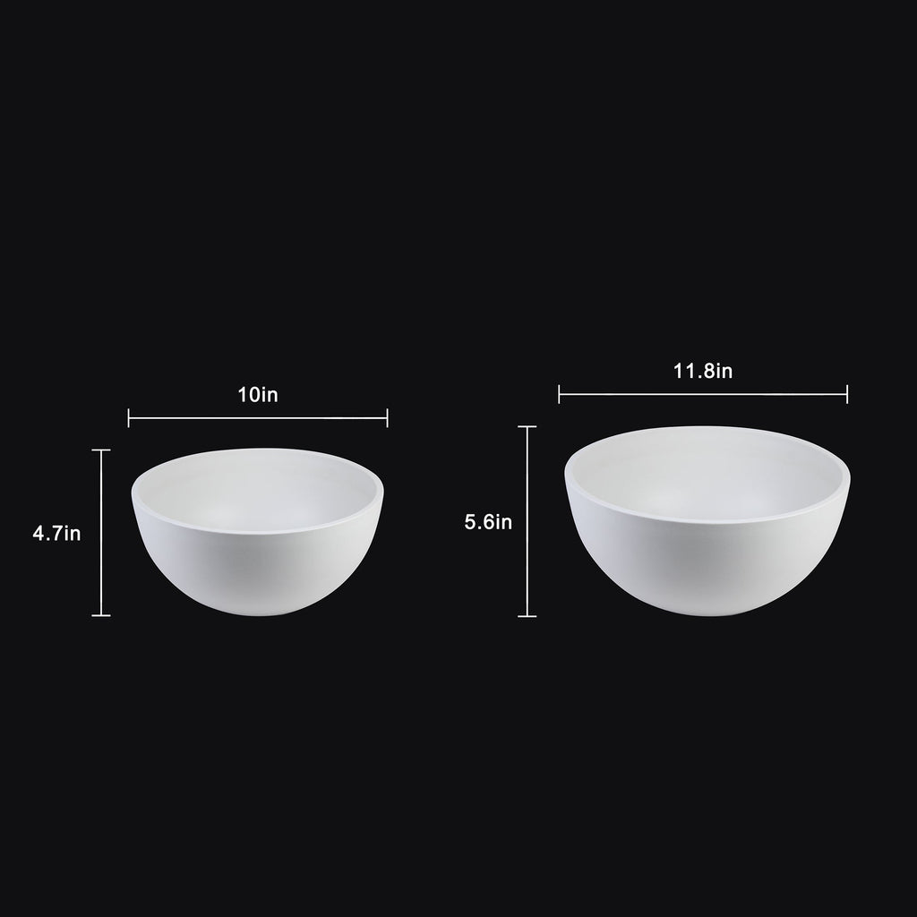 2 - Piece White Plastic Planter Bowls – Modern Minimalist Design - HearthHub