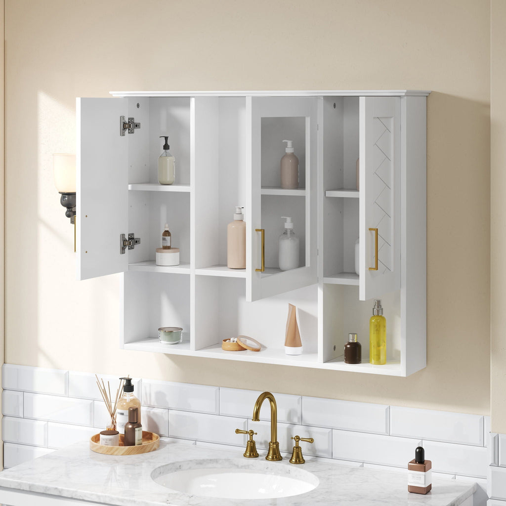 Modern Wall Mounted Medicine Cabinet With Adjustable Shelves, Soft Close Doors, High Define Mirror - HearthHub