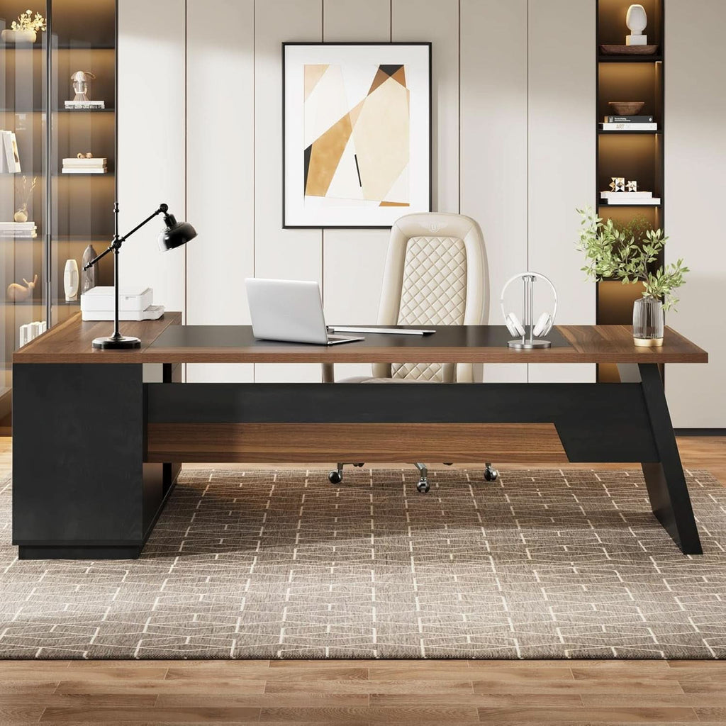 78 Inch Executive Desk Featuring Ample Storage Cabinets - HearthHub