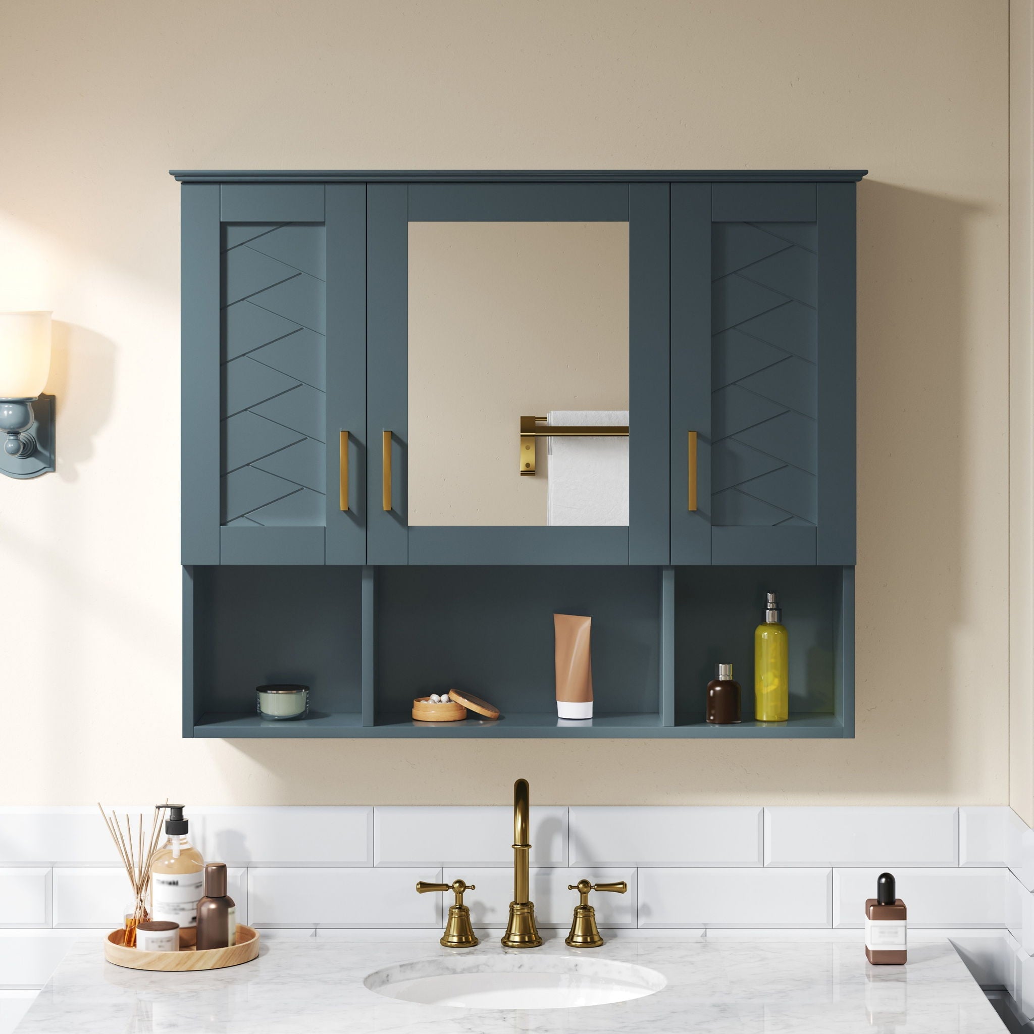 Modern Wall Mounted Medicine Cabinet With Adjustable Shelves, Soft Close Doors, High Define Mirror - HearthHub