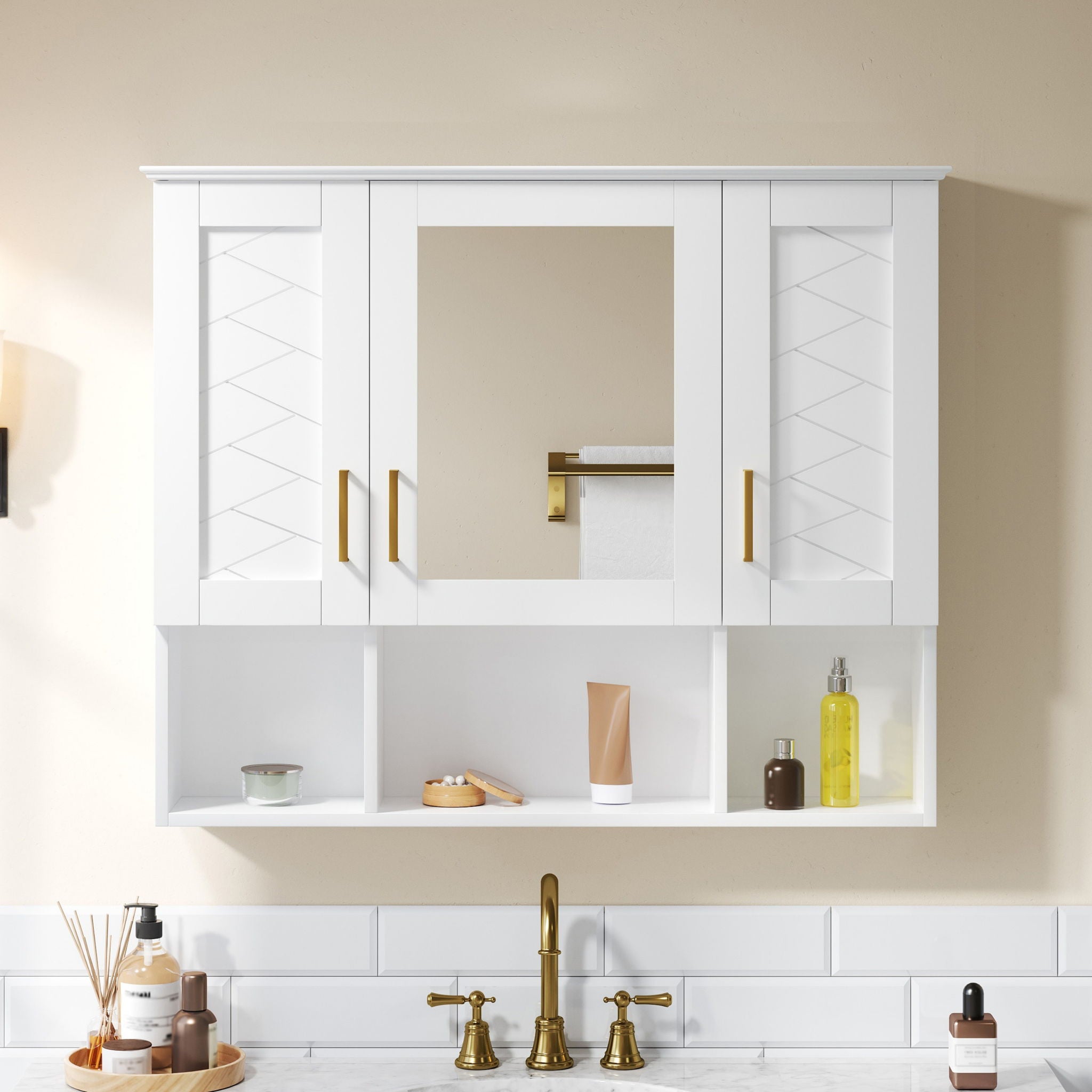 Modern Wall Mounted Medicine Cabinet With Adjustable Shelves, Soft Close Doors, High Define Mirror - HearthHub