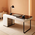 Ivory 50 Inch Office Computer Desk With Cabinet LED lights - HearthHub