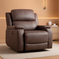 Grey Full Grain Leather Manual Recliner With Cup Holders - HearthHub