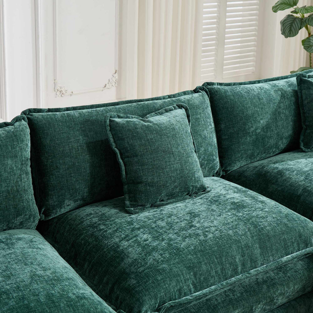 Cloud 3 Seats Sofa (Ottoman is not included) Chenille Fabric in Green - HearthHub