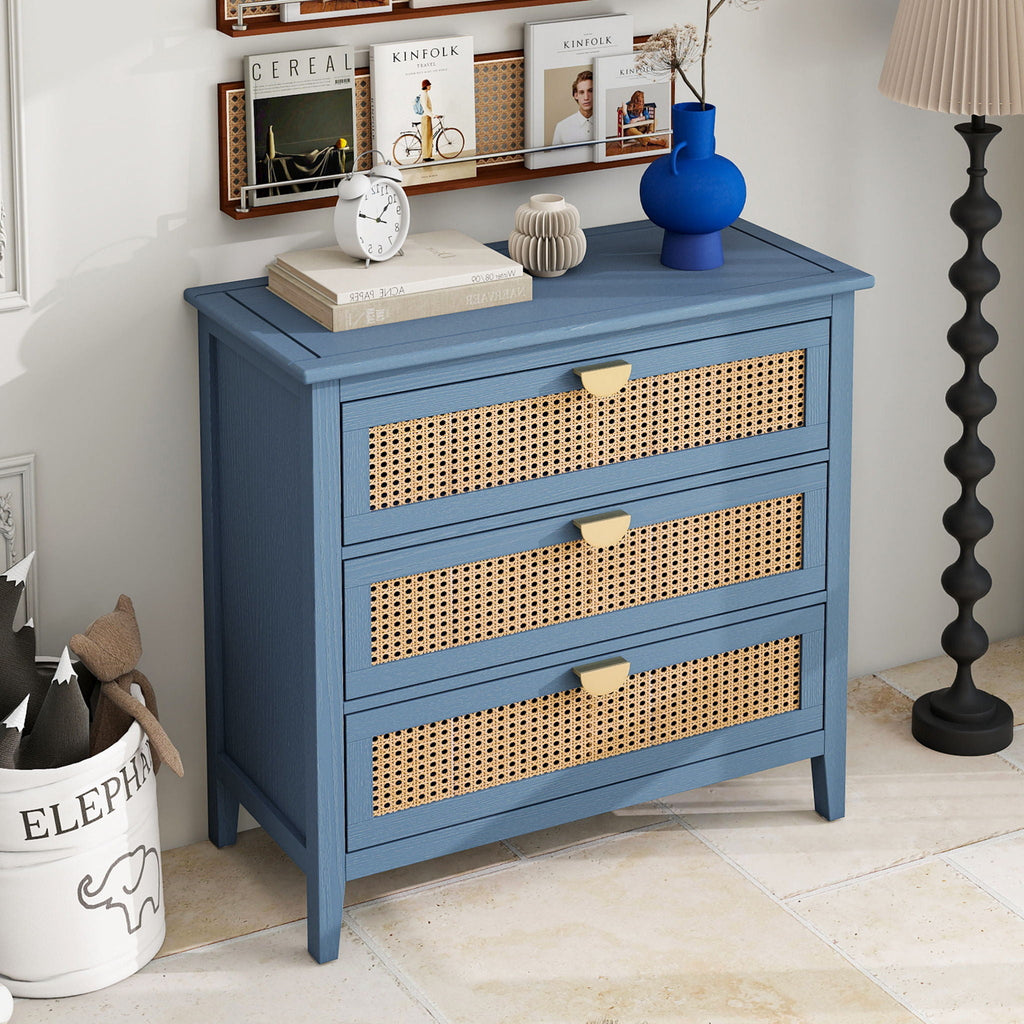 3 Drawer Cabinet, Natural Rattan, American Furniture - HearthHub