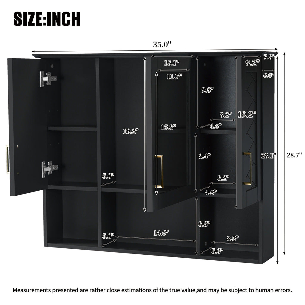Modern Wall Mounted Medicine Cabinet With Adjustable Shelves, Soft Close Doors, High Define Mirror - HearthHub