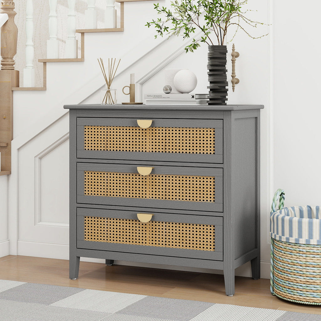 3 Drawer Cabinet, Natural Rattan, American Furniture - HearthHub