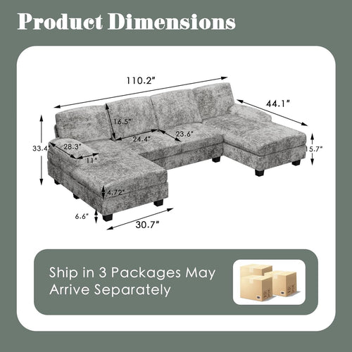 2 Piece Fabric Sectional Sofa With Reversible Chaise - HearthHub