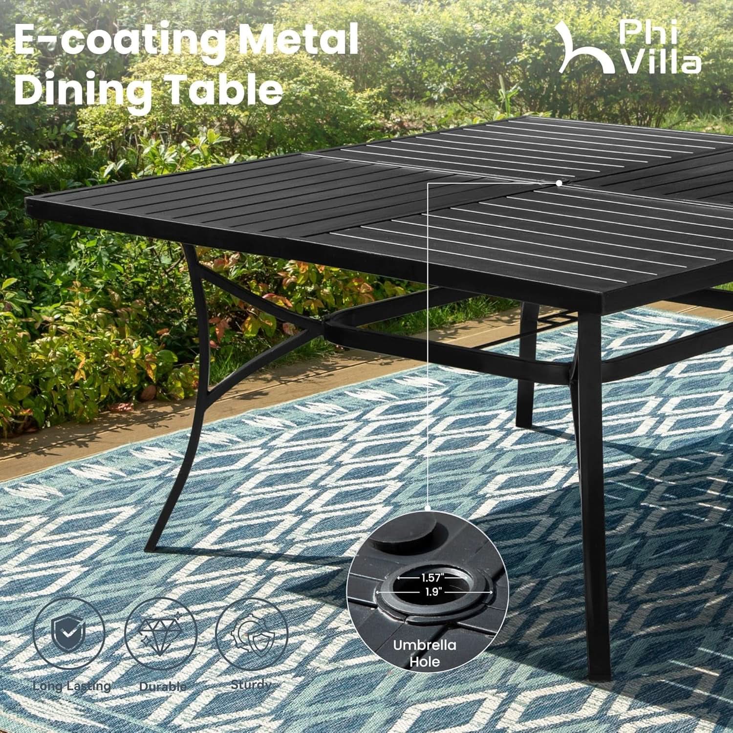 9 Piece Outdoor Dining Set Blue Patio Table With Chairs - HearthHub