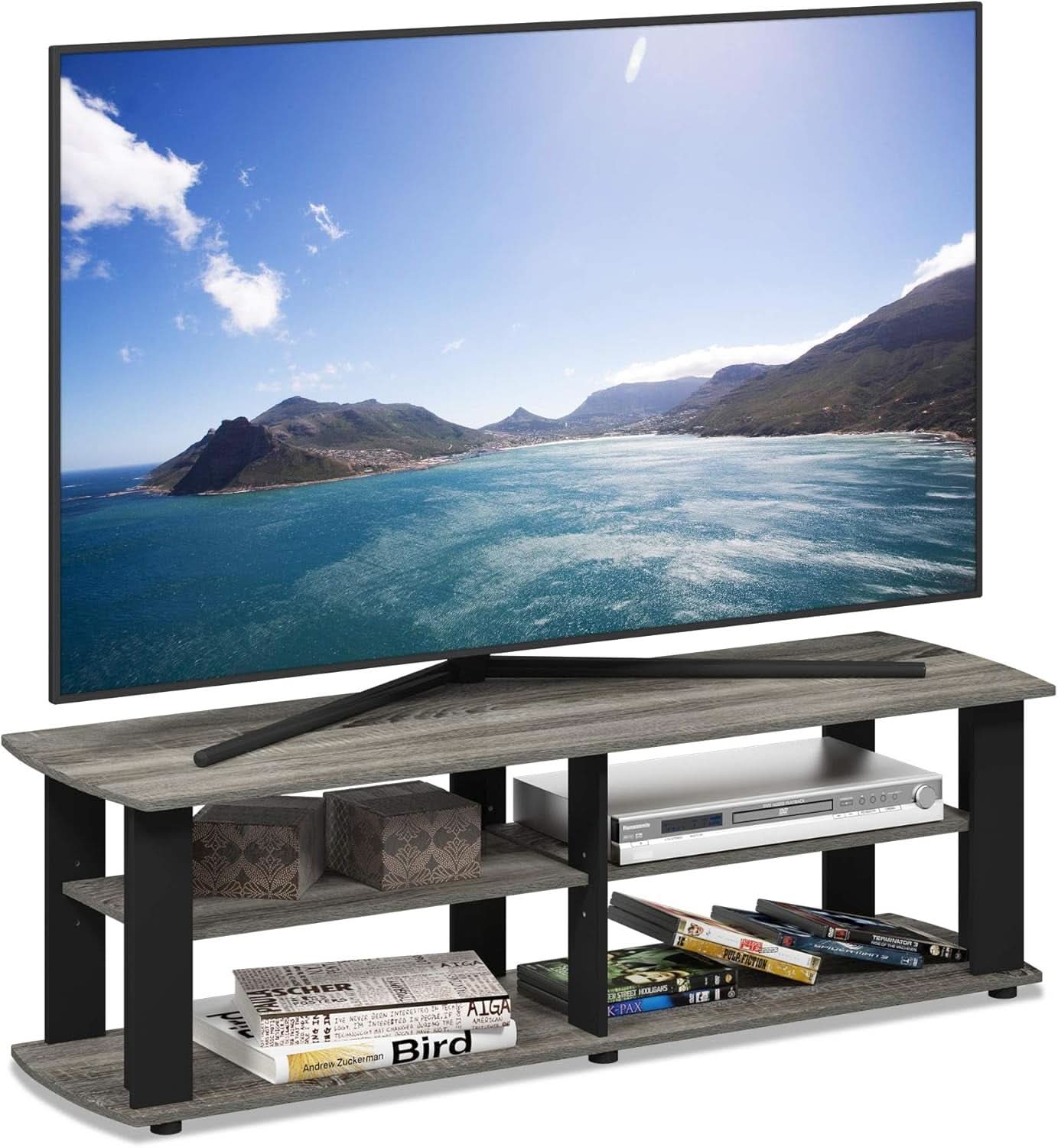 Nelly Entertainment Center TV Stand 43 Inch Wide Grey Black - HearthHub