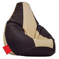 Leather Bean Bag Chair XL BALCK&BEIGE - HearthHub