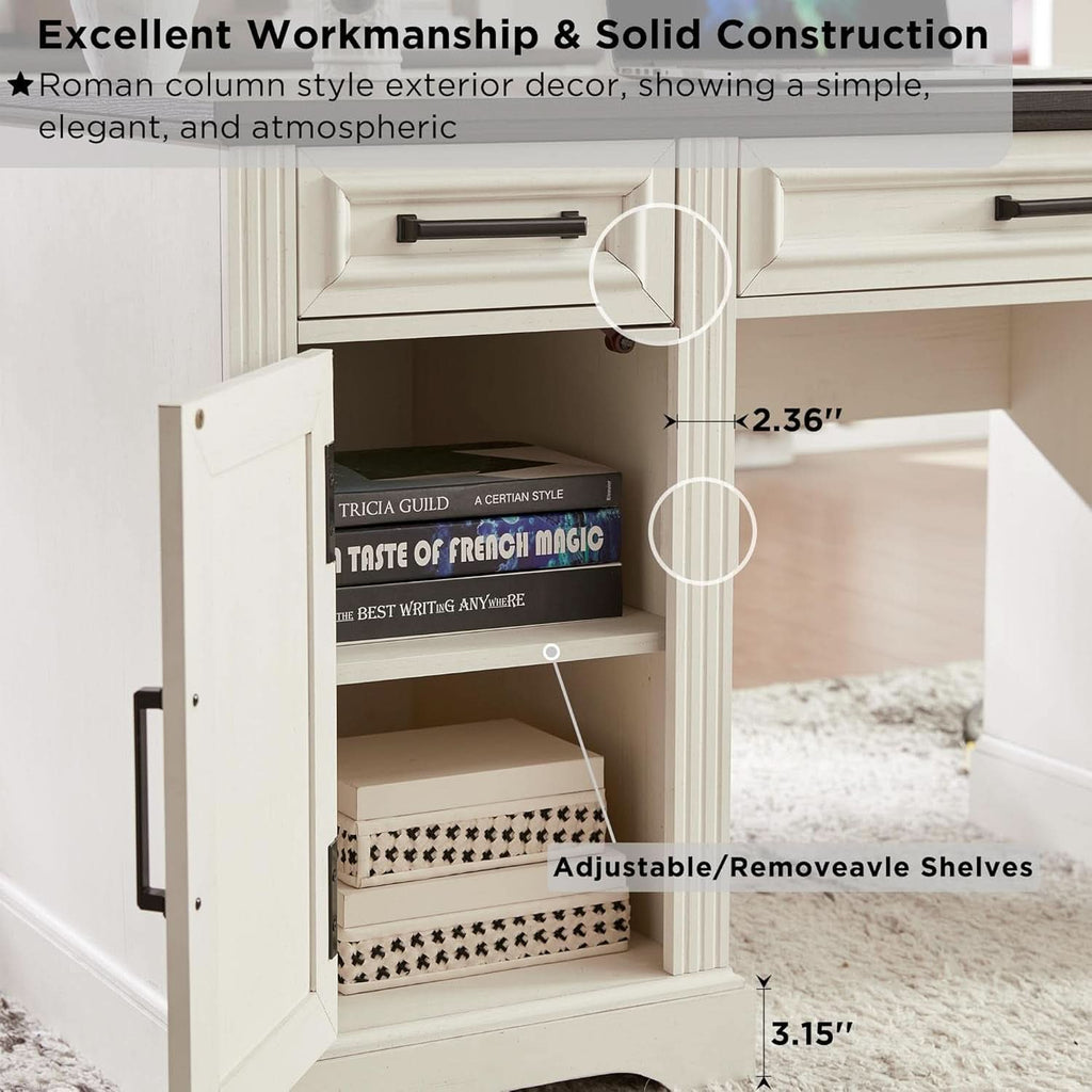 Farmhouse 76 Inch White Industrial Grade Desk Hutch - HearthHub