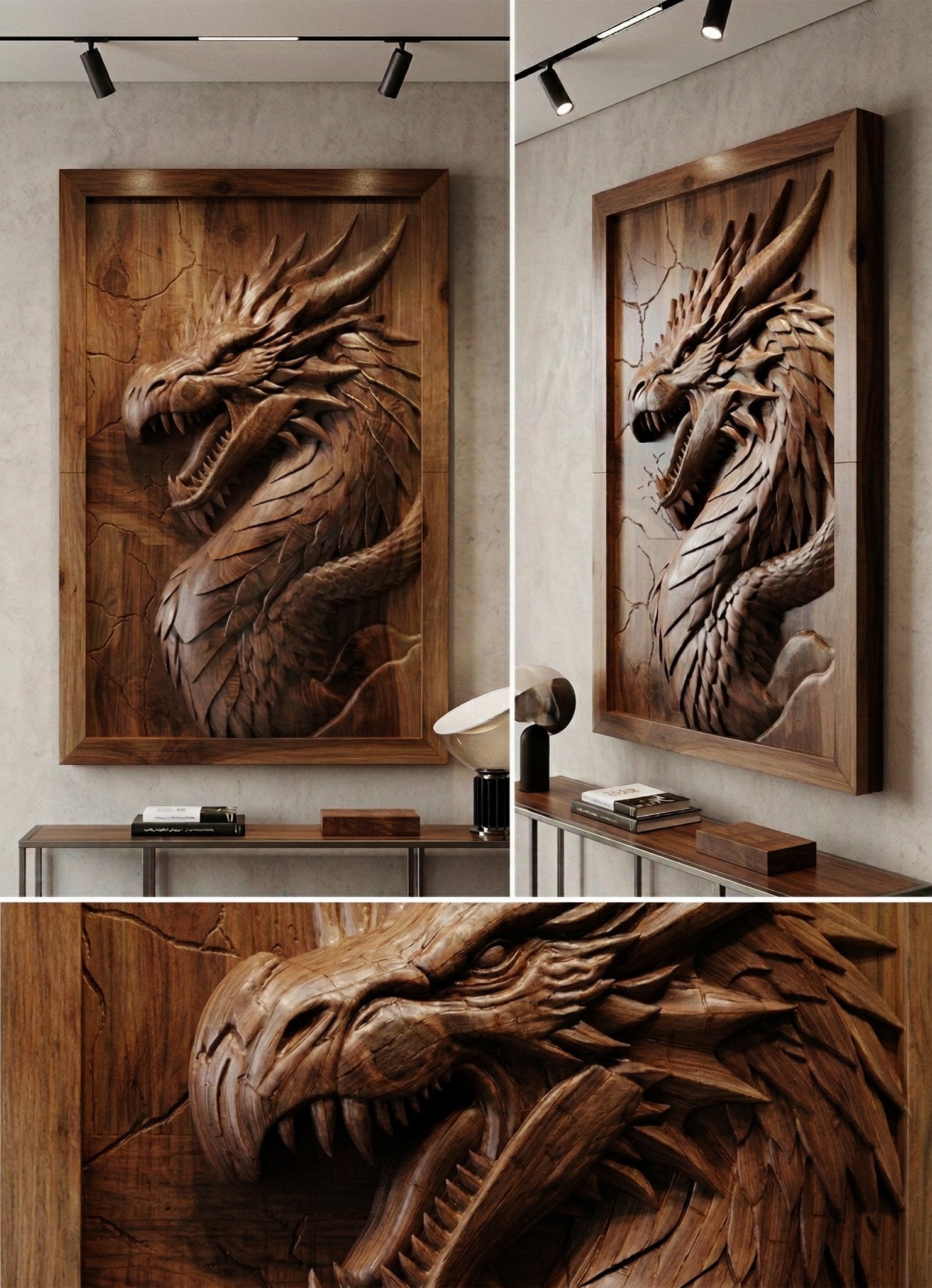 3D Dragon Wood Relief | Luxury Wall Art Decor - HearthHub