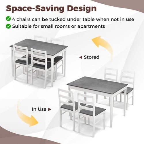 5 - Piece Wooden Dining Set with Rectangular Table and 4 Chairs - HearthHub