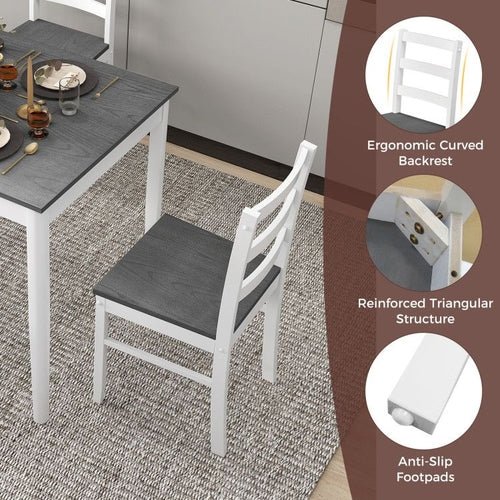 5 - Piece Wooden Dining Set with Rectangular Table and 4 Chairs - HearthHub