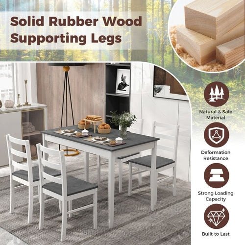 5 - Piece Wooden Dining Set with Rectangular Table and 4 Chairs - HearthHub