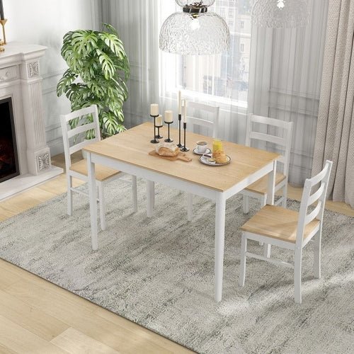 5 - Piece Wooden Dining Set with Rectangular Table and 4 Chairs - HearthHub