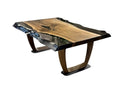 Epoxy Live Edge Coffee Table with Wooden U Leg - HearthHub