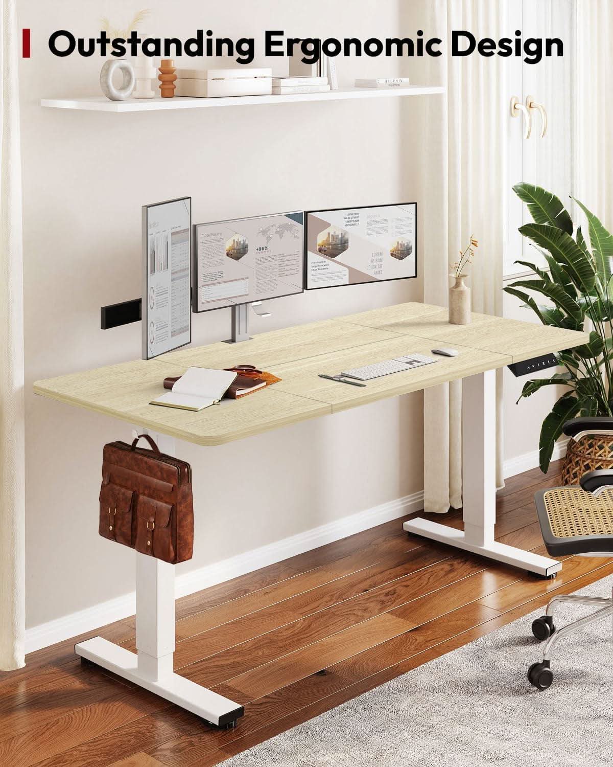 Electric Height Adjustable Standing Desk 79x32 White - HearthHub