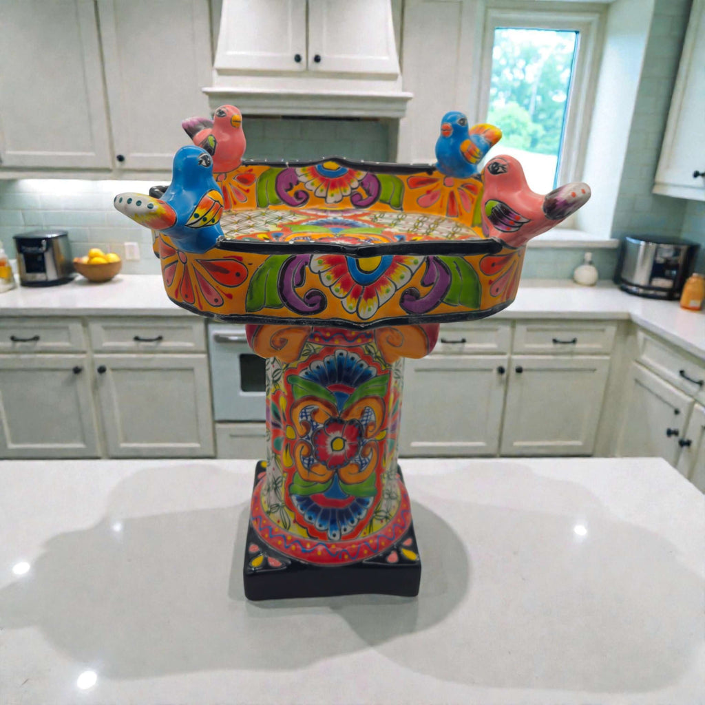 Hand-Painted Talavera Bird Bath