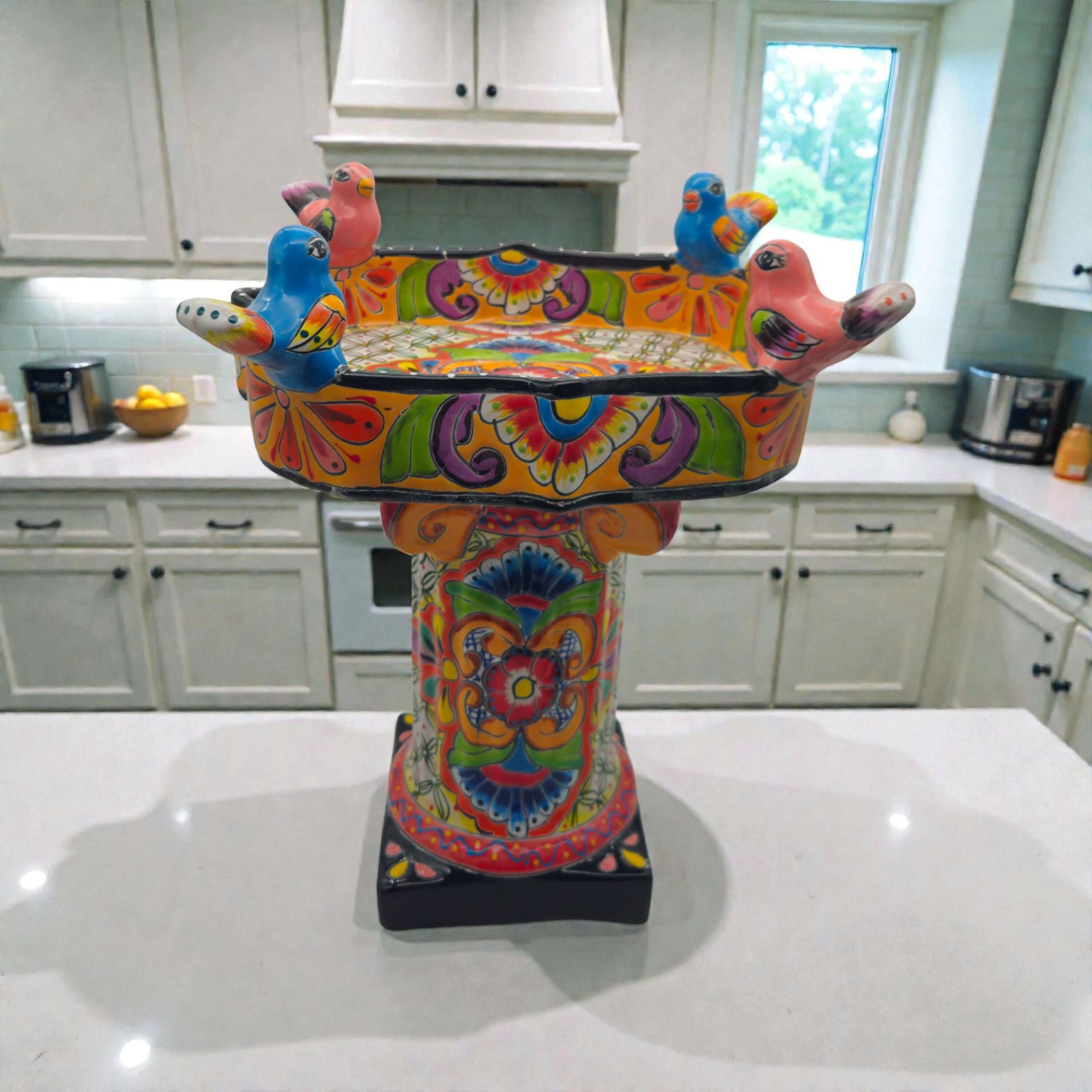 Hand-Painted Talavera Bird Bath