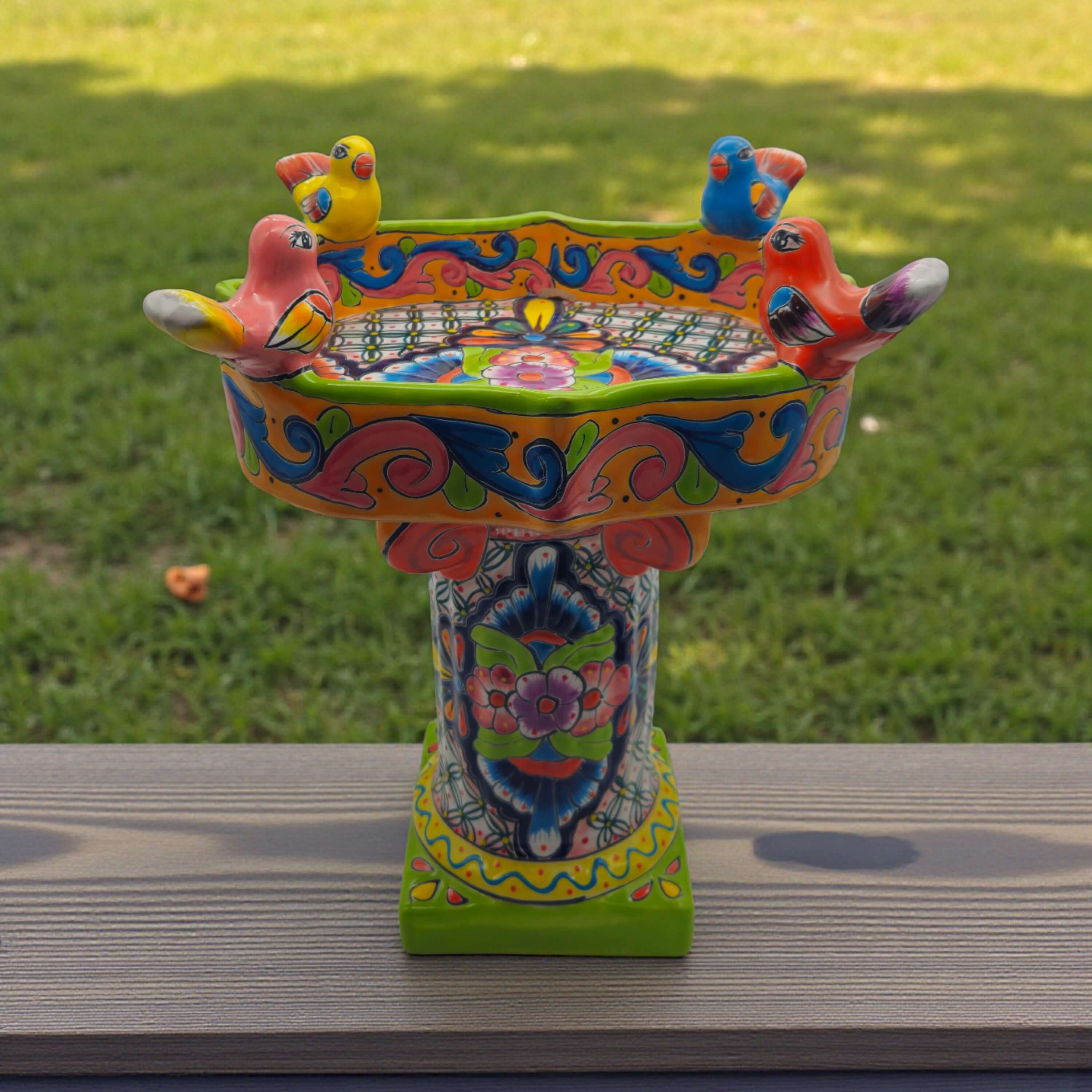 Hand-Painted Talavera Bird Bath