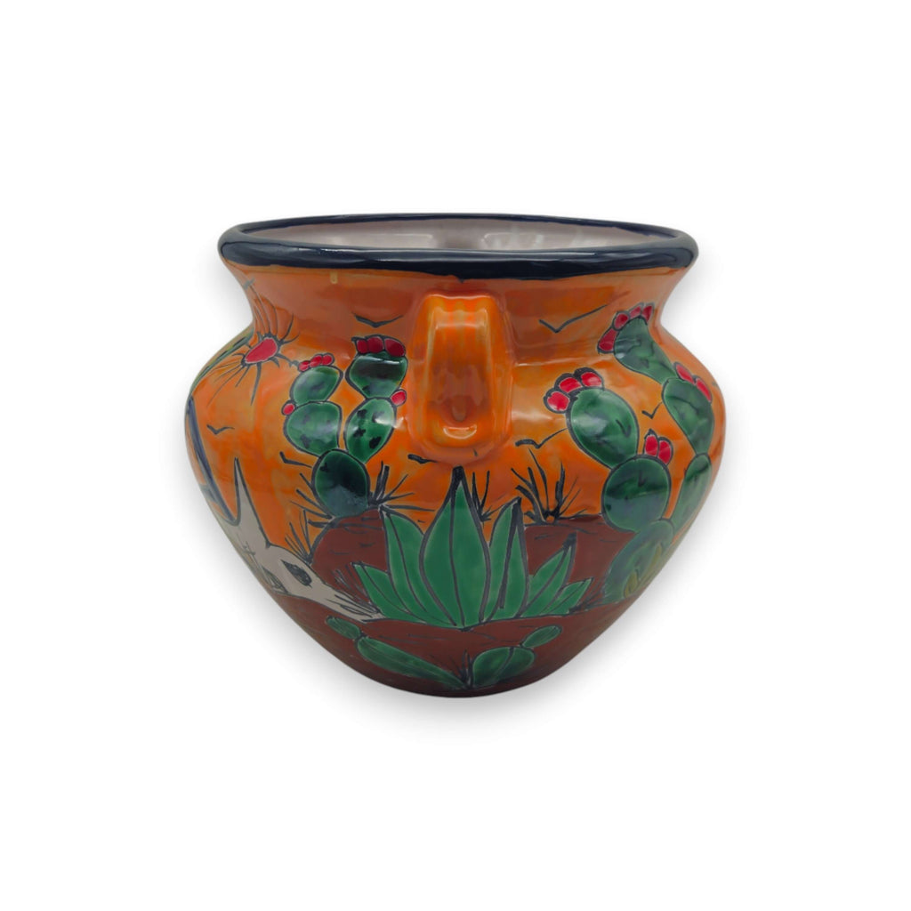 Hand - Painted Talavera Cactus Flower Pot | Desert Michoacana Planter - HearthHub