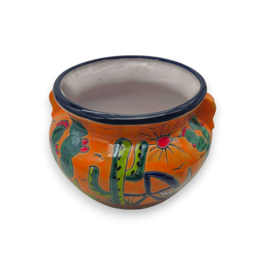 Hand - Painted Talavera Cactus Flower Pot | Desert Michoacana Planter - HearthHub