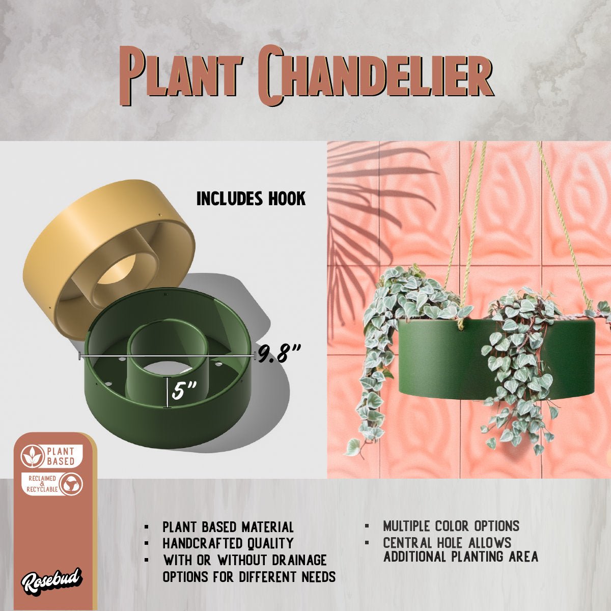 Hanging Chandelier Planter with Drainage - HearthHub