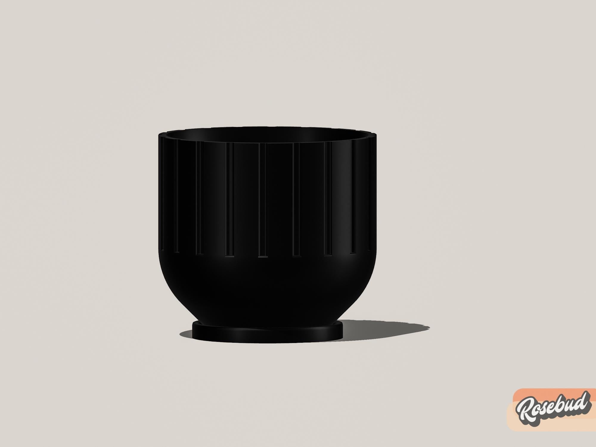 Modern Indoor Planter with Drainage – 3D Printed Fluted Plant Pot, Vertical Ribbed Design, Minimalist Decor Accent, Mid - Bubble - HearthHub