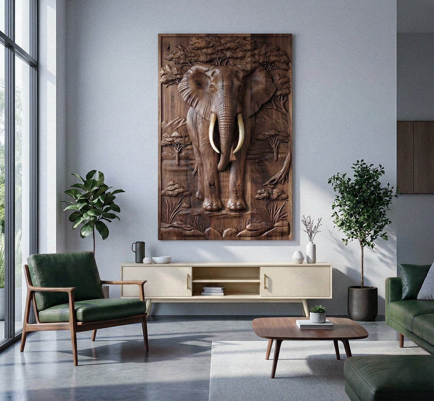 Majestic African Elephant 3D Relief Wood Wall Art - HearthHub