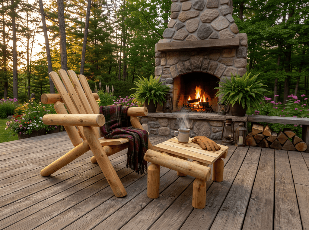Log Wooden Deck Chair - HearthHub