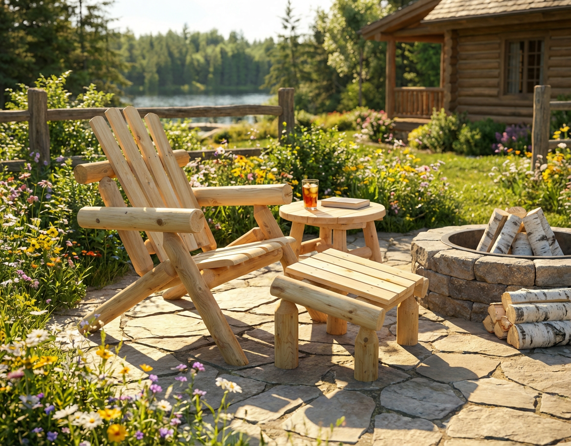 Log Wooden Deck Chair - HearthHub