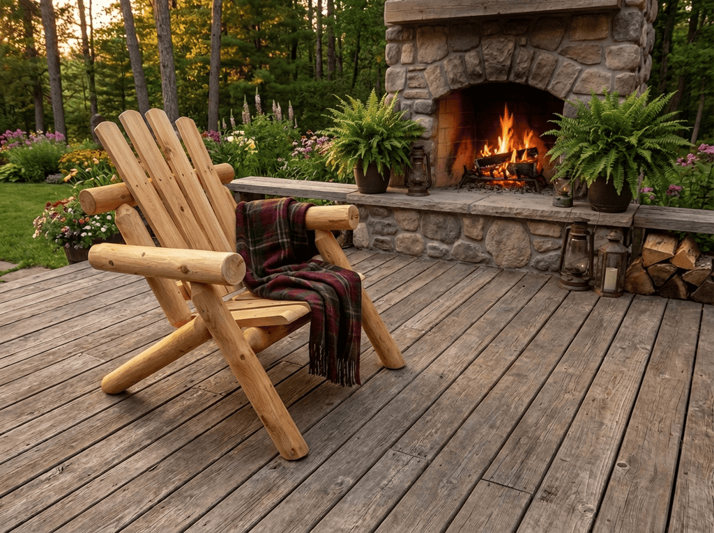 Log Wooden Deck Chair - HearthHub