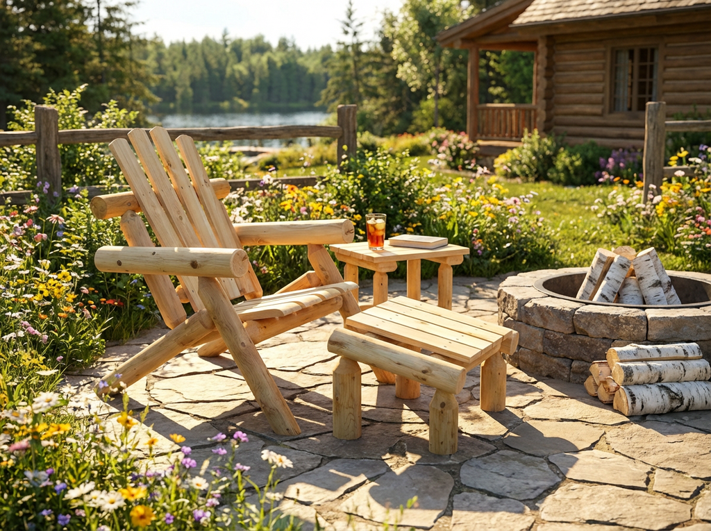 Log Wooden Deck Chair - HearthHub