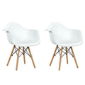 Set of 2 Mid Century Modern Molded Dining Arm Side Chair Wood Legs - HearthHub