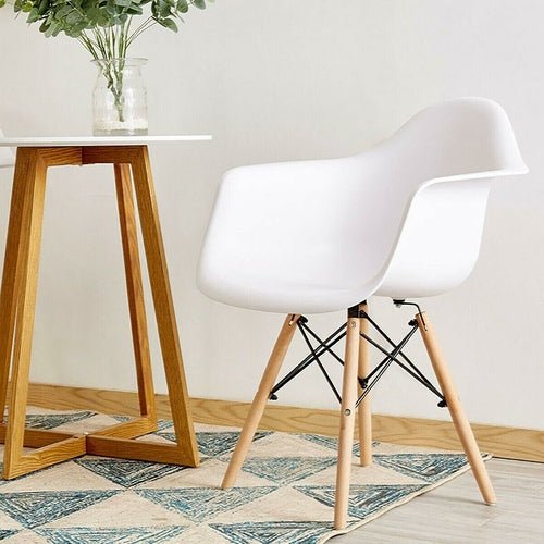 Set of 2 Mid Century Modern Molded Dining Arm Side Chair Wood Legs - HearthHub