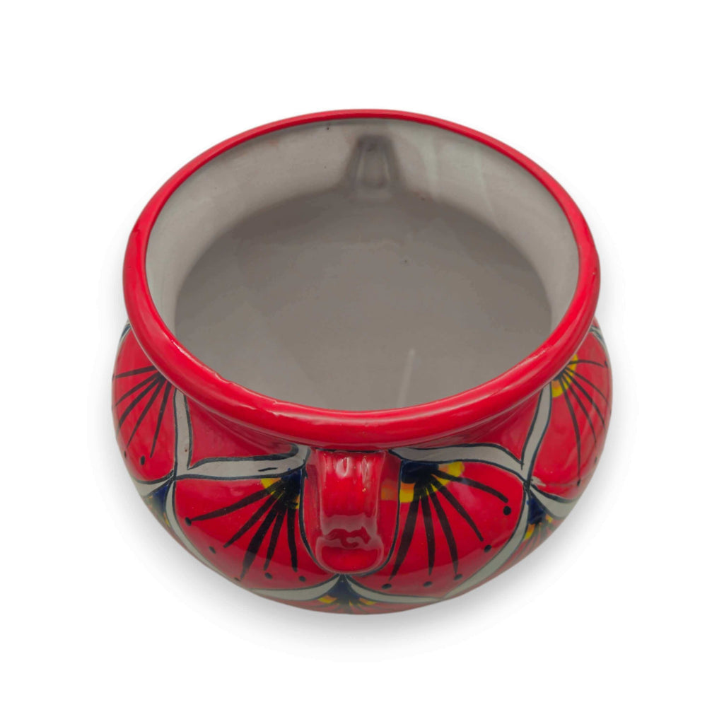 Red Peacock Talavera Planter | Hand - Painted Mexican Pot - HearthHub