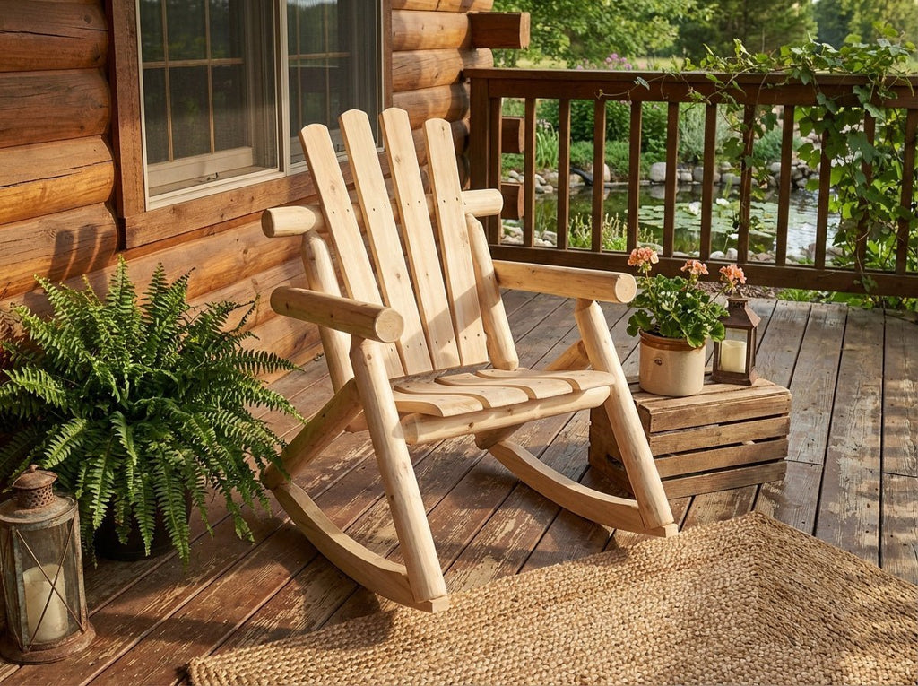 Rustic Outdoor Log Rocking Chair - HearthHub